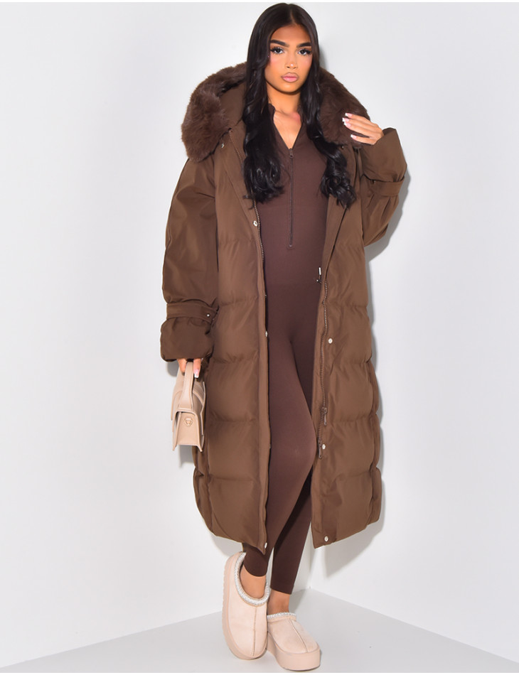 Long jacket with fur hood online