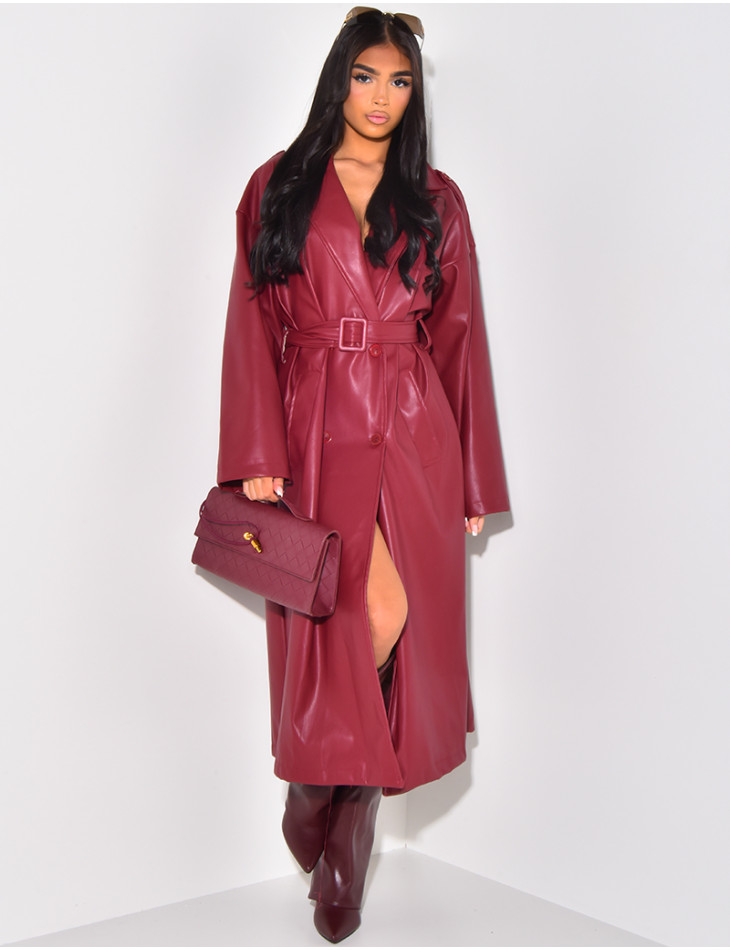 Long faux trench coat