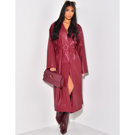 Long faux trench coat