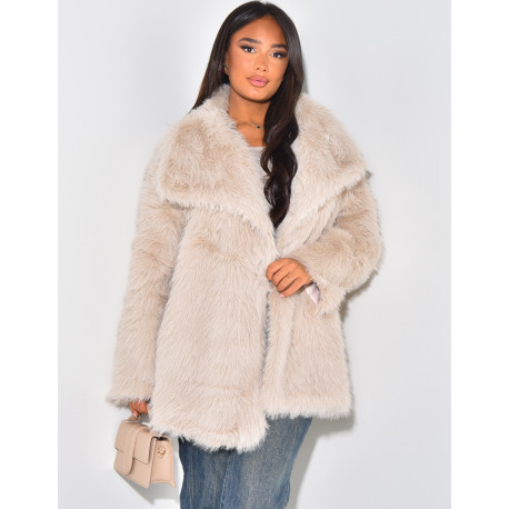 Mid-length jacket in faux fur