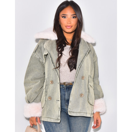 Veste oversize en jeans fourrée