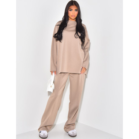 Straight-leg trousers and long T-shirt set