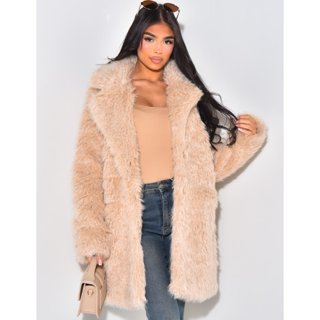 Mittellanger Mantel mit Fluffy Fur