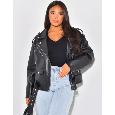 Oversized faux leather perfecto