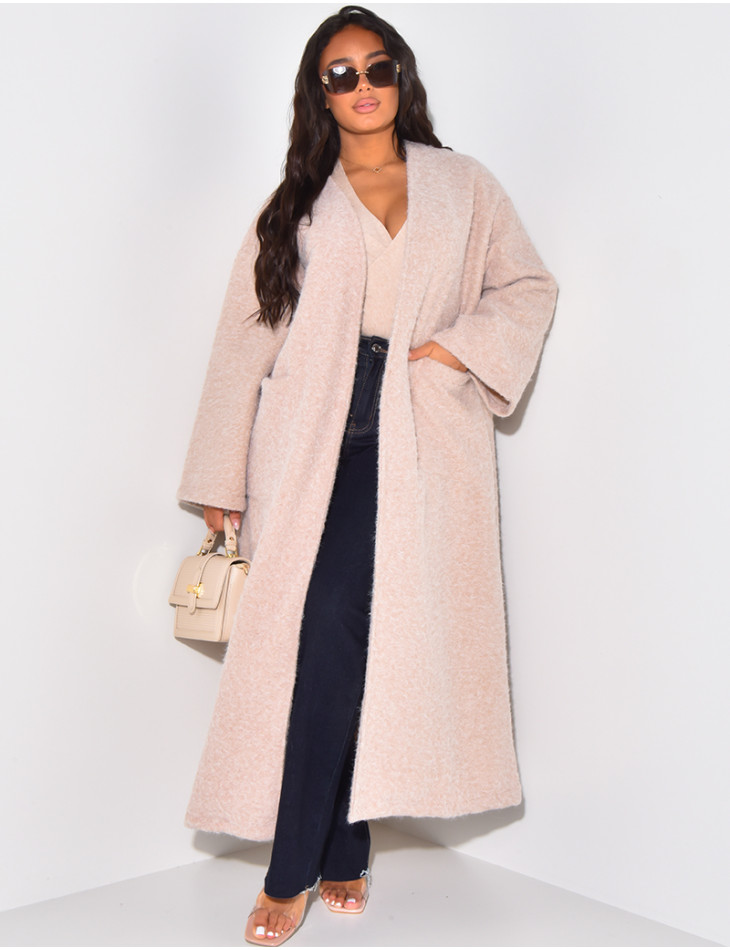 Oversized mottled wool coat