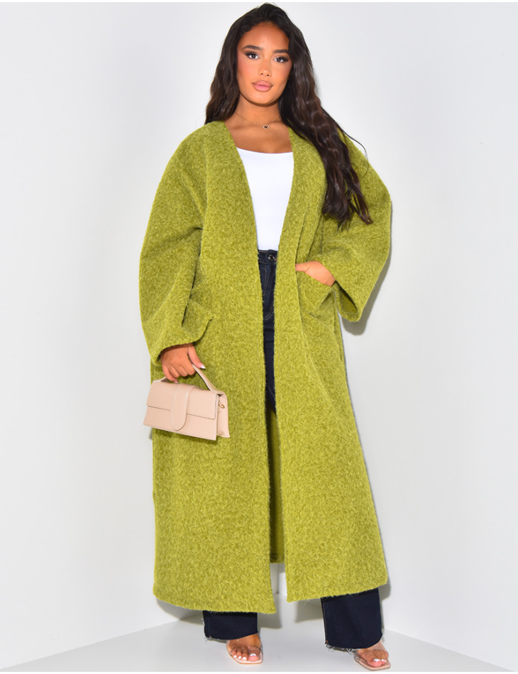 Oversized mottled wool coat