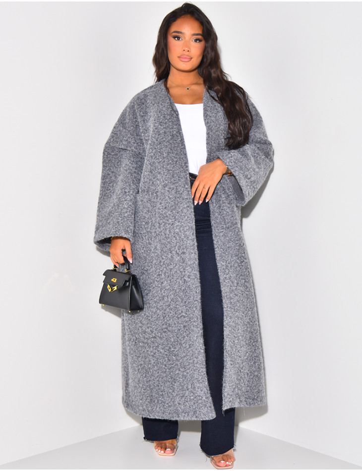 Oversized mottled wool coat