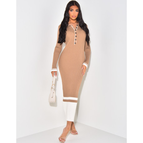 Long rib knit jumper dress