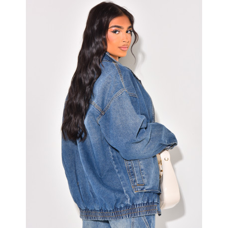 Oversized denim jacket with pockets