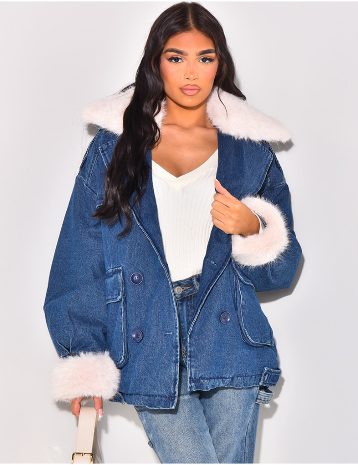 Oversized denim jacket with lining