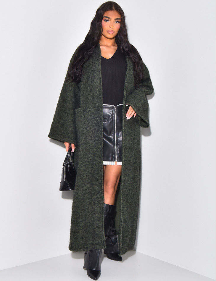 Oversized mottled wool coat