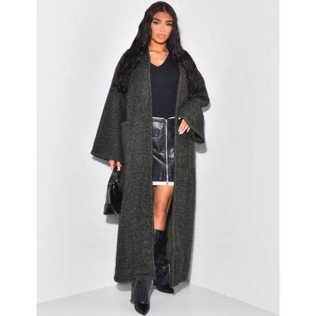 Oversized mottled wool coat