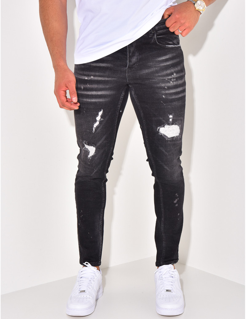 Jeans Homme Tendance Dechire Slim Delave Jeans Industry