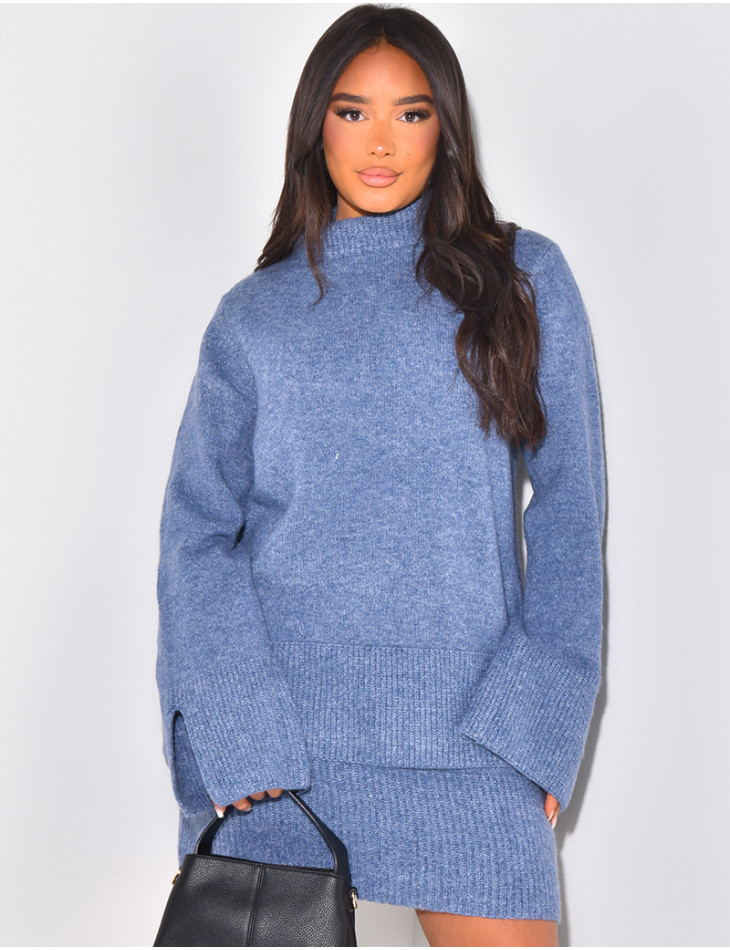 Ensemble jupe courte et pull oversize en laine