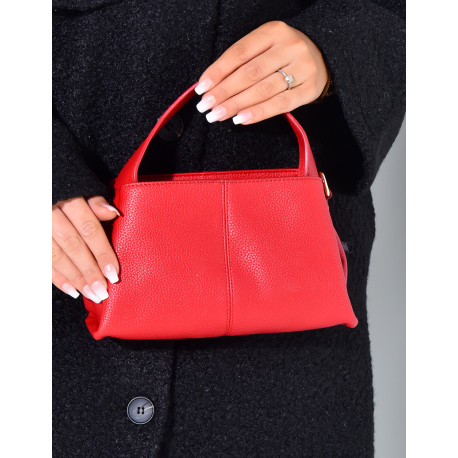 Small folded-effect handbag in red grained leatherette