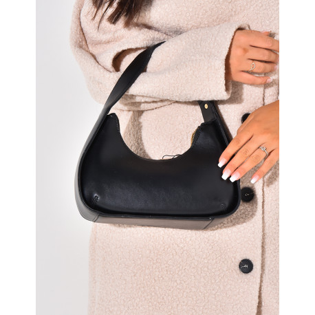 Imitation leather shoulder bag in black