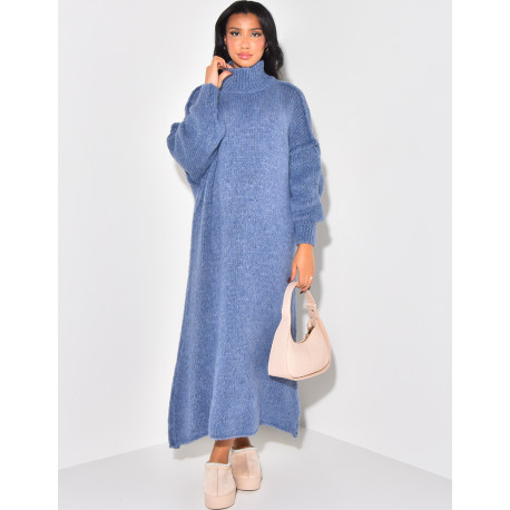 Robe pull col montant oversize en laine