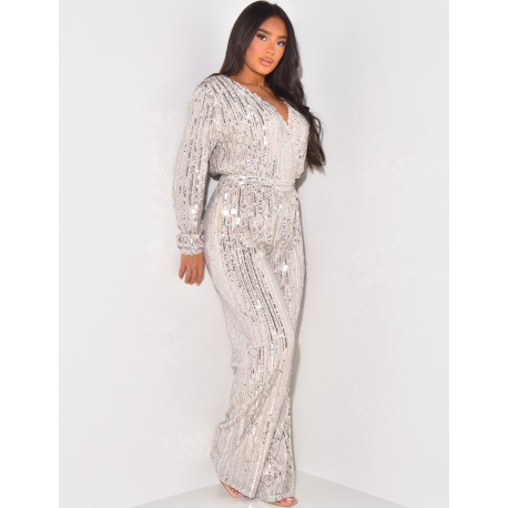 Sequin wrap-around jumpsuit