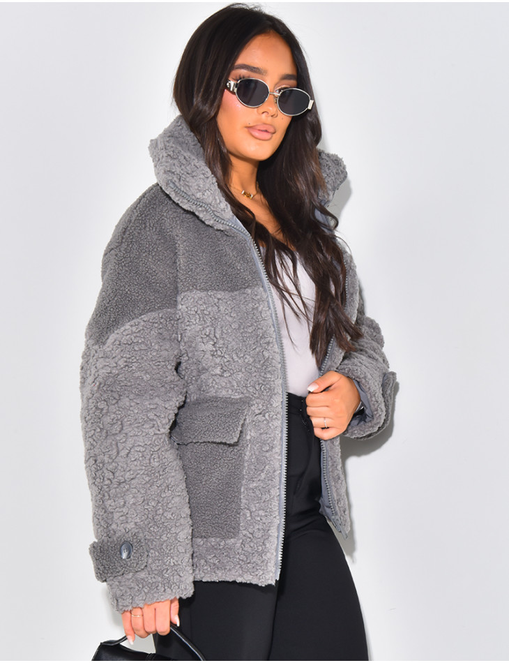 Oversized sheepskin down jacket