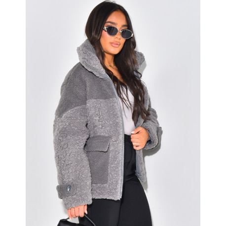 Oversized sheepskin down jacket