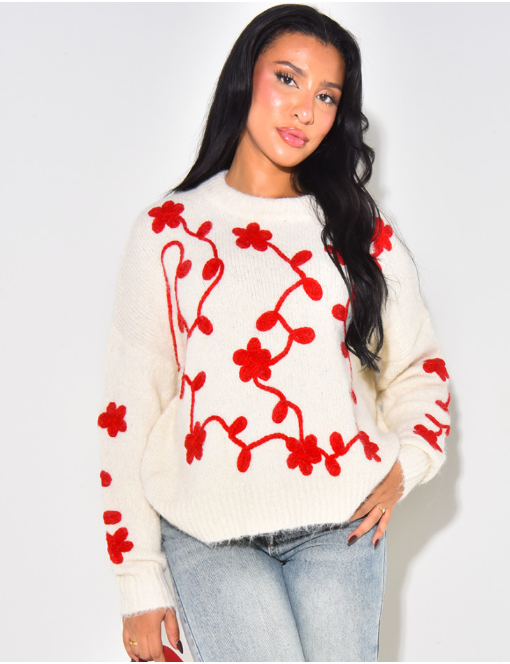 Oversized jumper with embroidered motif