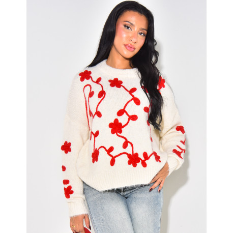 Oversized jumper with embroidered motif