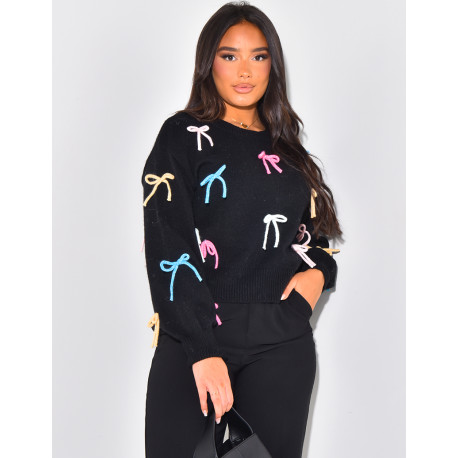 Oversized jumper with multicoloured bows