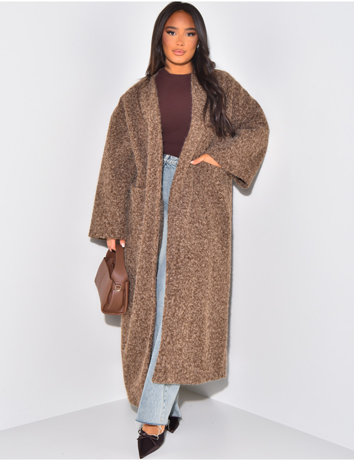 Manteau oversize en laine chiné