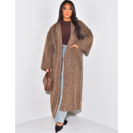 Oversized mottled wool coat