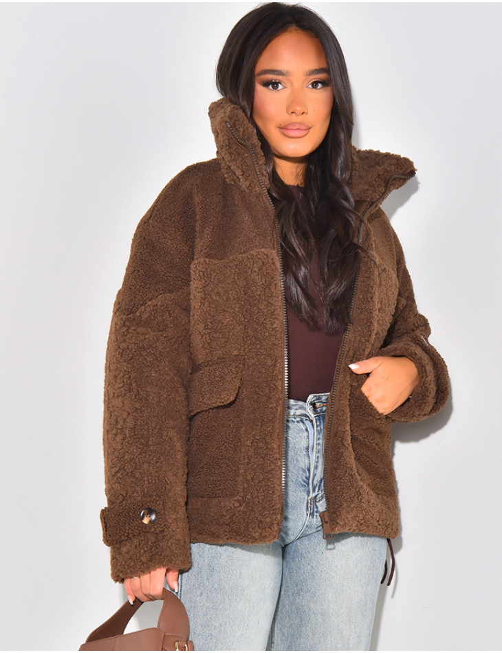 Oversized sheepskin down jacket