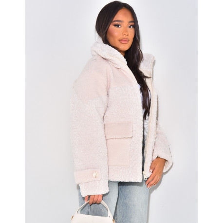 Oversized sheepskin down jacket