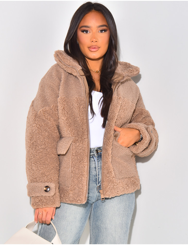 Oversized sheepskin down jacket