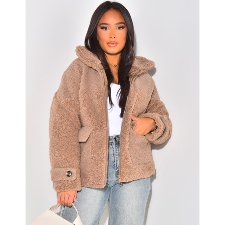 Oversized sheepskin down jacket