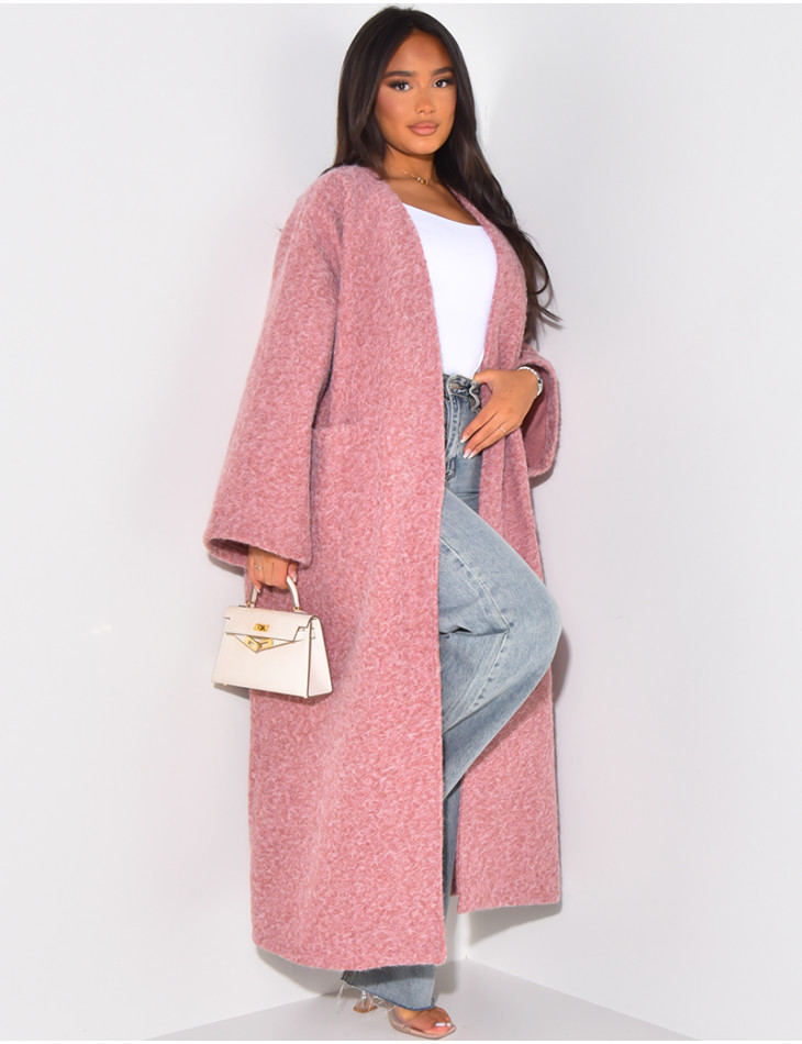 Oversized mottled wool coat