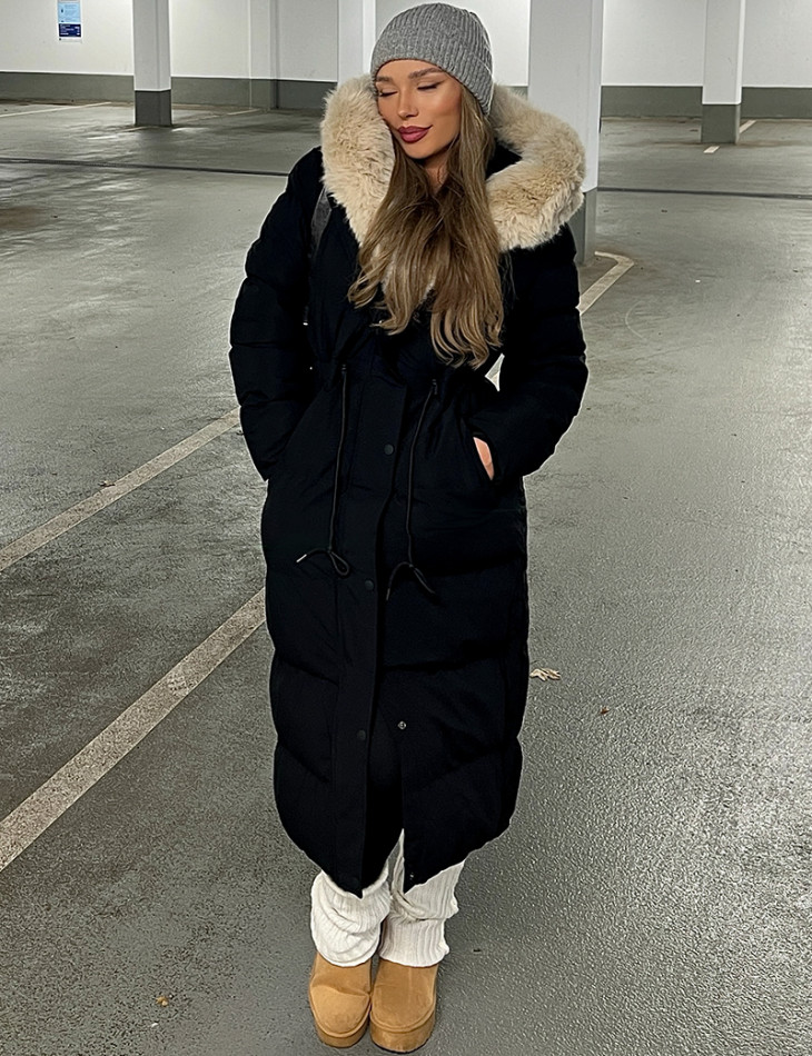 Long down jacket with hood