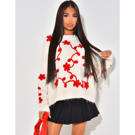 Oversized jumper with embroidered motif