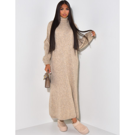 Robe pull col montant oversize en laine