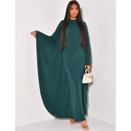 Abaya en tissu fluide effet manches papillons