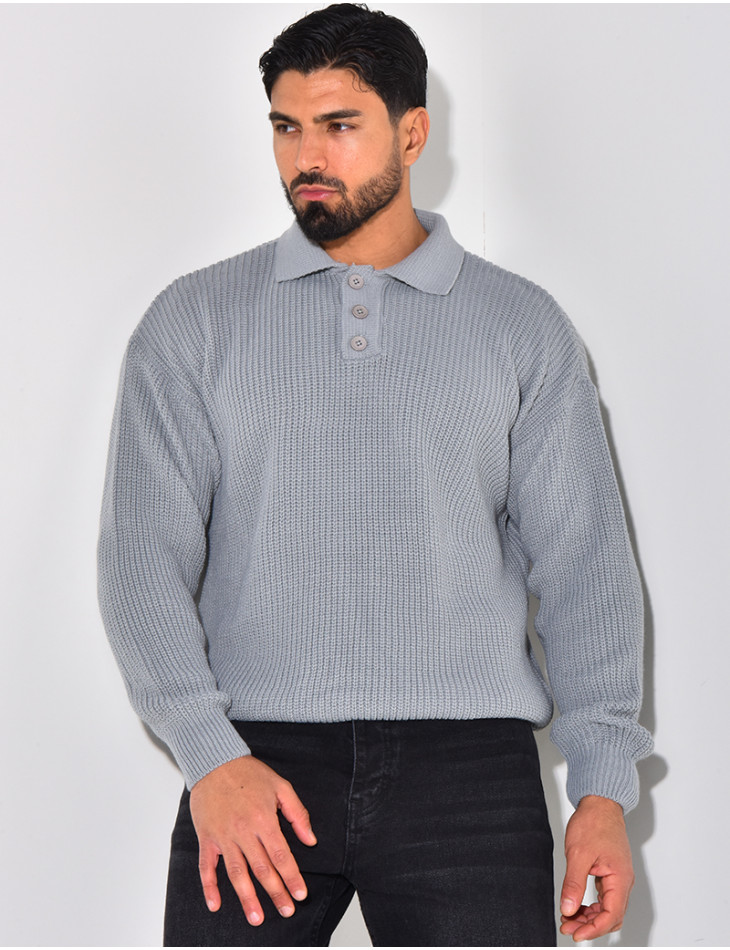 Pull en laine avec col à boutons