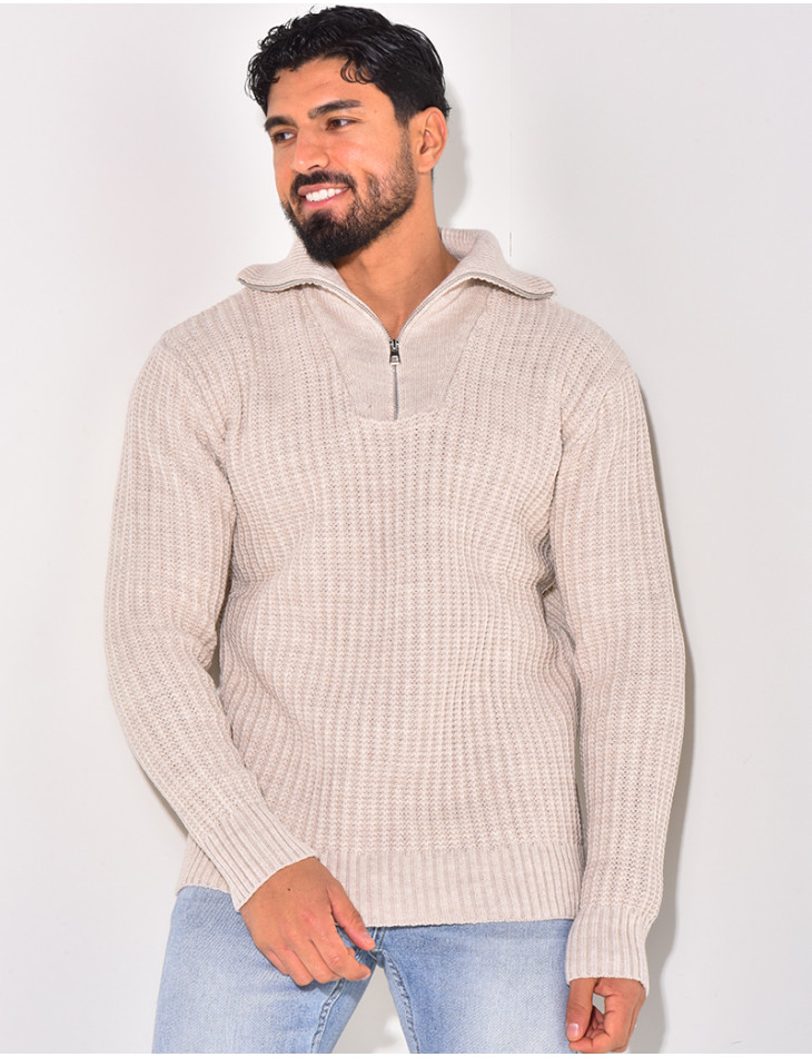 Pull en laine à col zip