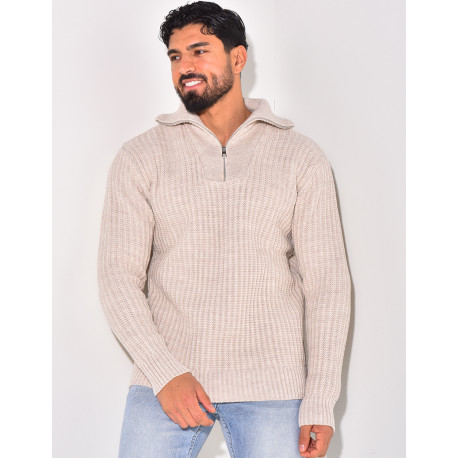 Pull en laine à col zip