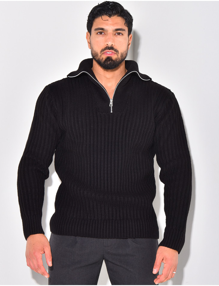 Pull en laine à col zip