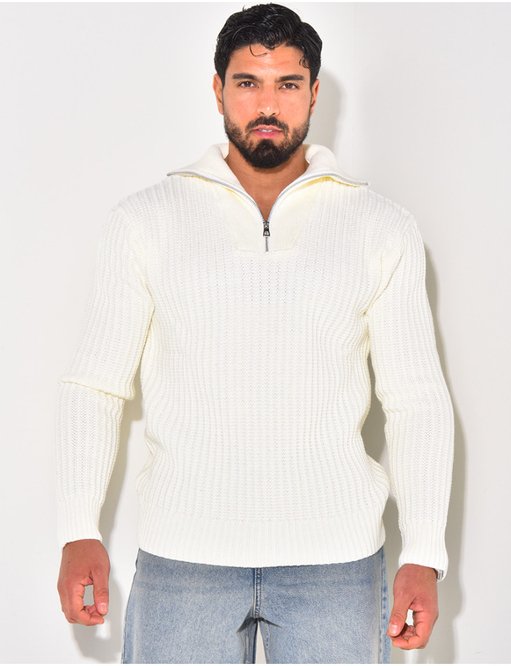 Pull en laine à col zip