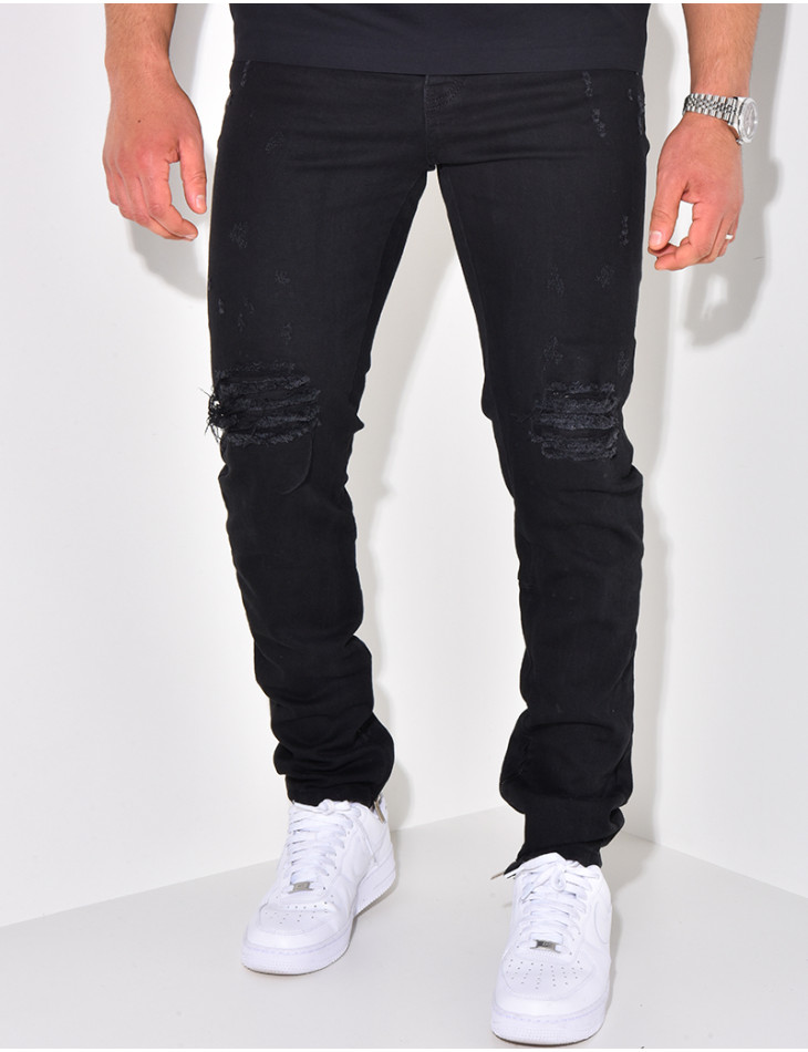 Jeans destroy avec zip aux chevilles