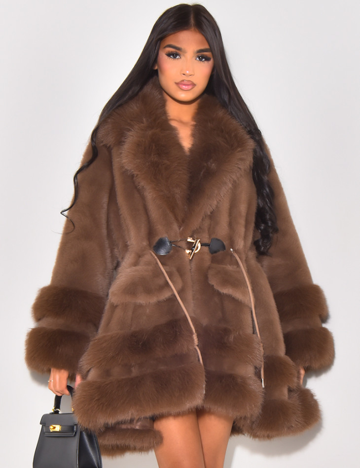 Lockerer Mantel mit Premium-Fake Fur