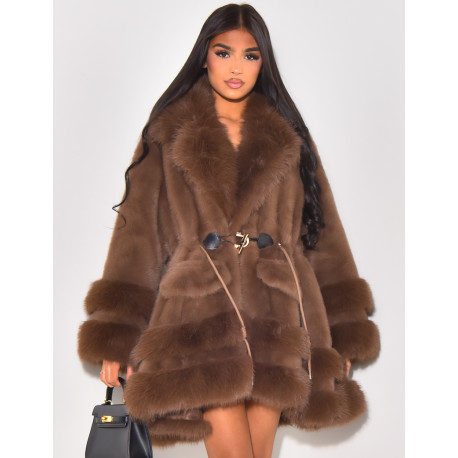 Lockerer Mantel mit Premium-Fake Fur