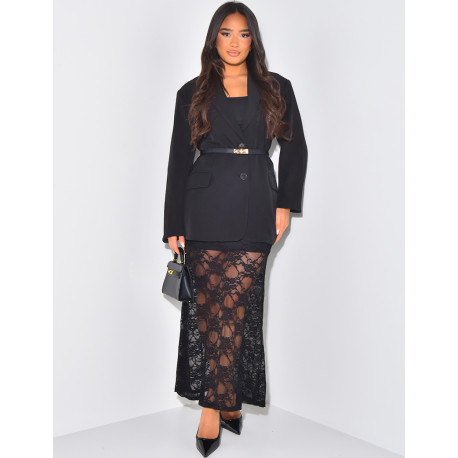 Long lace skirt with lining