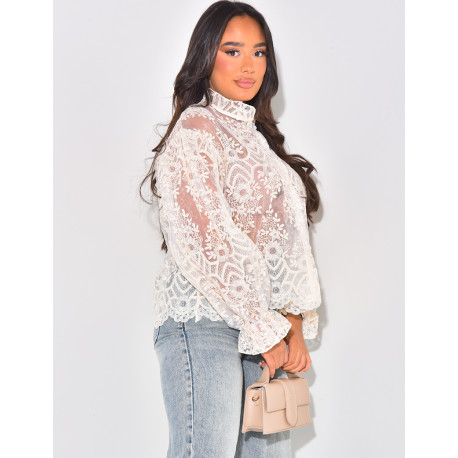 Embroidered lace blouse