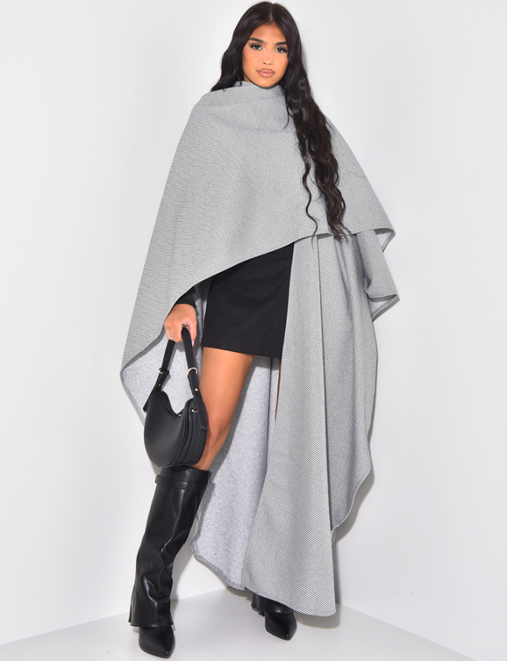 Long cape in textured fabric