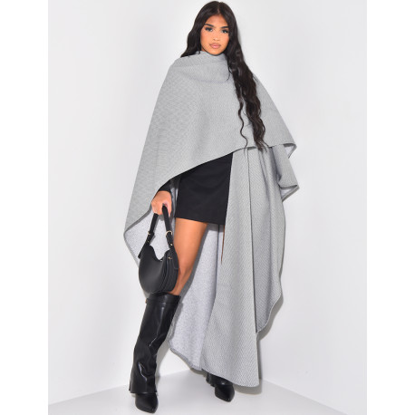 Long cape in textured fabric